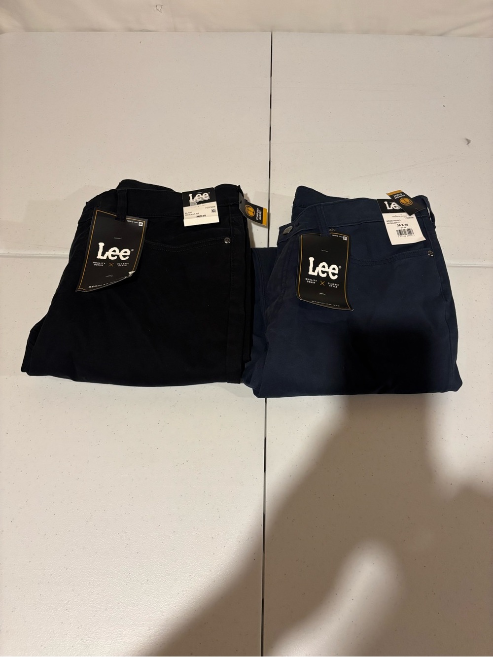 Lot Of 2 Lee Men’s Size 36x30 Black Navy Blue Straight Leg Chino Casual Pants